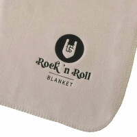 Rock `n Roll Blanket | Wohndecke Sofadecke Kuscheldecke | Uni Doubleface lotus-pergament | 150x200 cm mit hochwertiger Stickerei