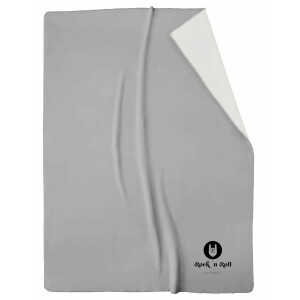Rock `n Roll Blanket | Wohndecke Sofadecke Kuscheldecke | Uni Doubleface graphit-rauch | 150x200 cm mit hochwertiger Stickerei