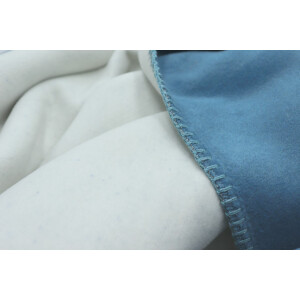 Rock `n Roll Blanket | Wohndecke Sofadecke Kuscheldecke | Uni Doubleface blue heaven-ecru | 150x200 cm mit hochwertiger Stickerei