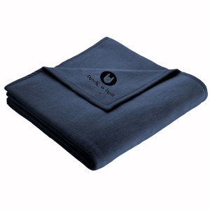 Rock `n Roll Blanket | Wohndecke Sofadecke Kuscheldecke | Uni jeans | 150x200 cm mit hochwertiger Stickerei