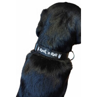 Rock ´n Roll Hundehalsband | schwarz | L-XL 39-64 cm Halsumfang, 25 mm breit mit hochwertiger Stickerei